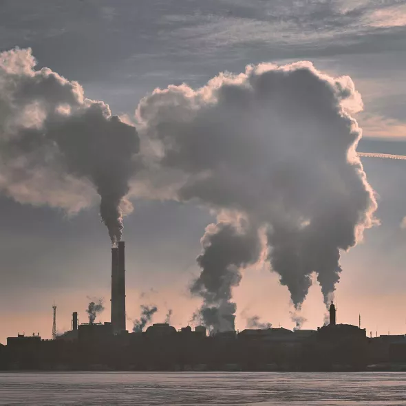 Smoke and pollution coming out of a factory