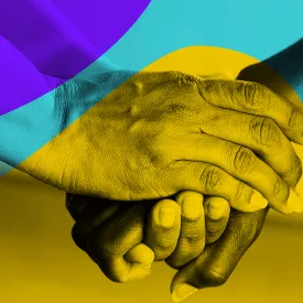 Hands holding styled image