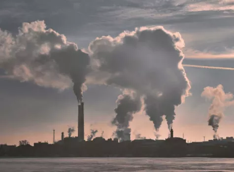 Smoke and pollution coming out of a factory