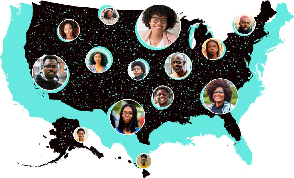 Map Illustration with photos of people